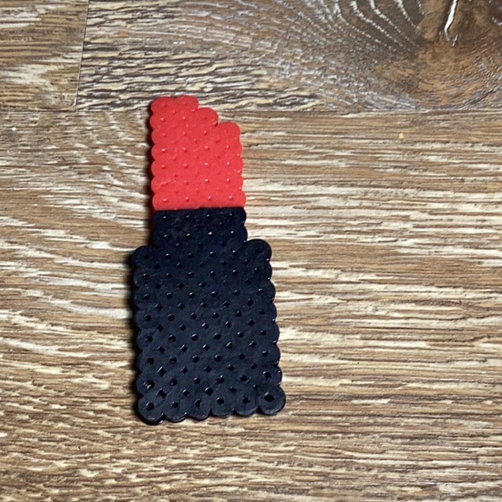 Lipstick perler bead made by 9 year old Veda